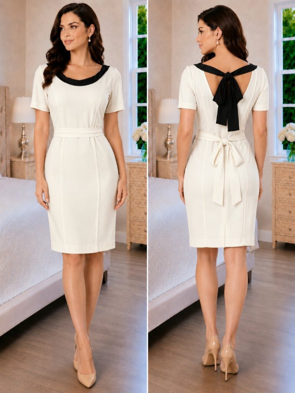 PRADA Beige Ivory Black Viscose Silk Shift Dress $2600